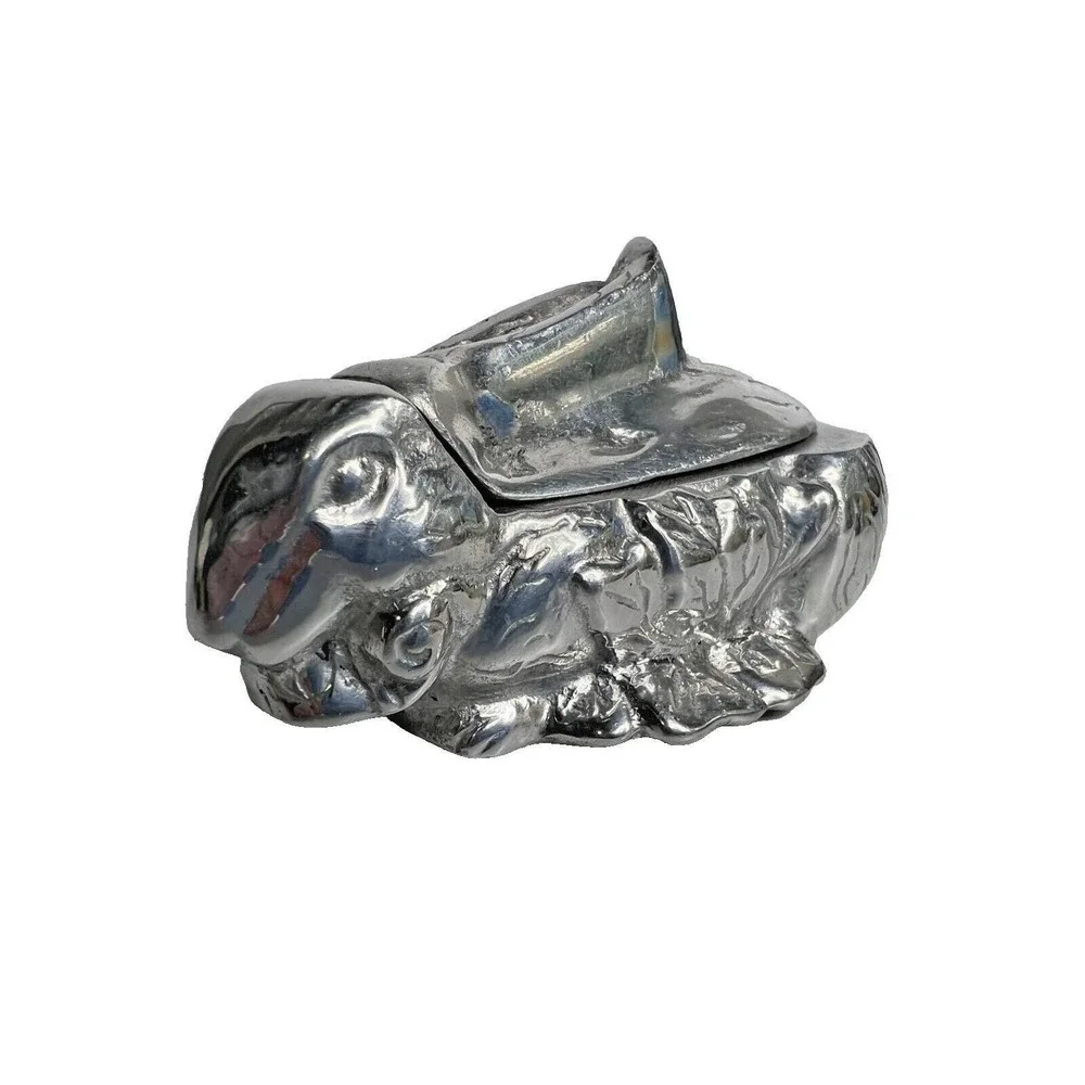 Vtg Fabulous Pewter ware Rabbit Bunny Trinket Box Mini Soup Tureen Stash Mexico